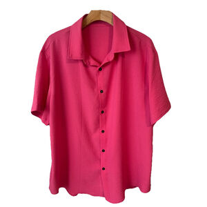 Beaudrm Pink Crepe Button Front Blouse XL